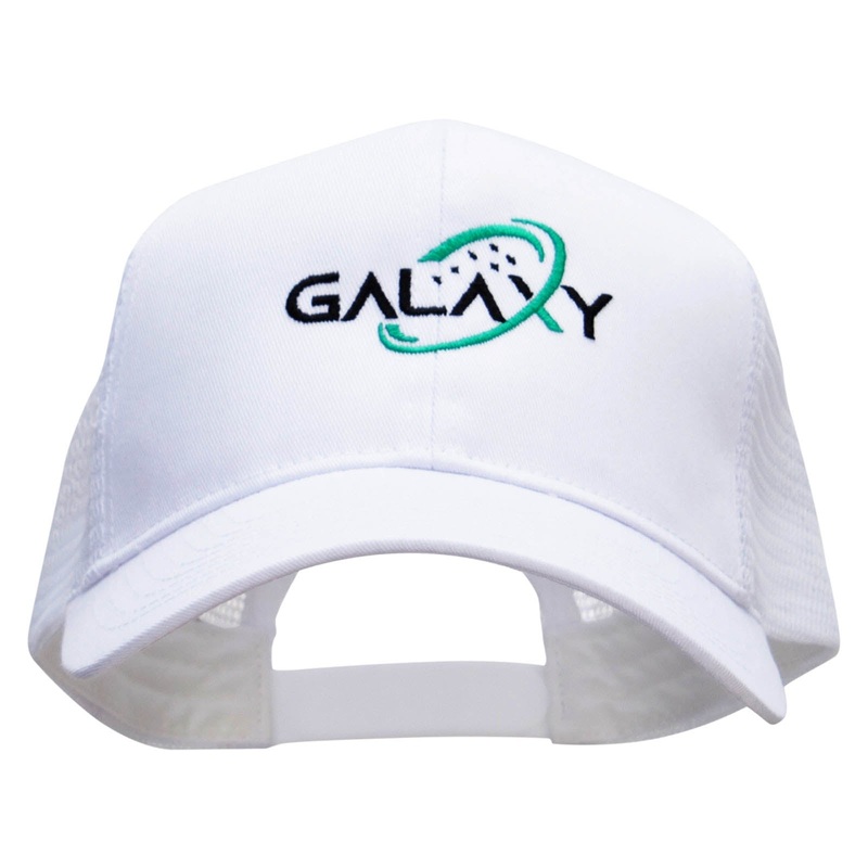 Galaxy Stars Embroidered Solid Cotton Prostyle Twill Mesh Cap White One Size