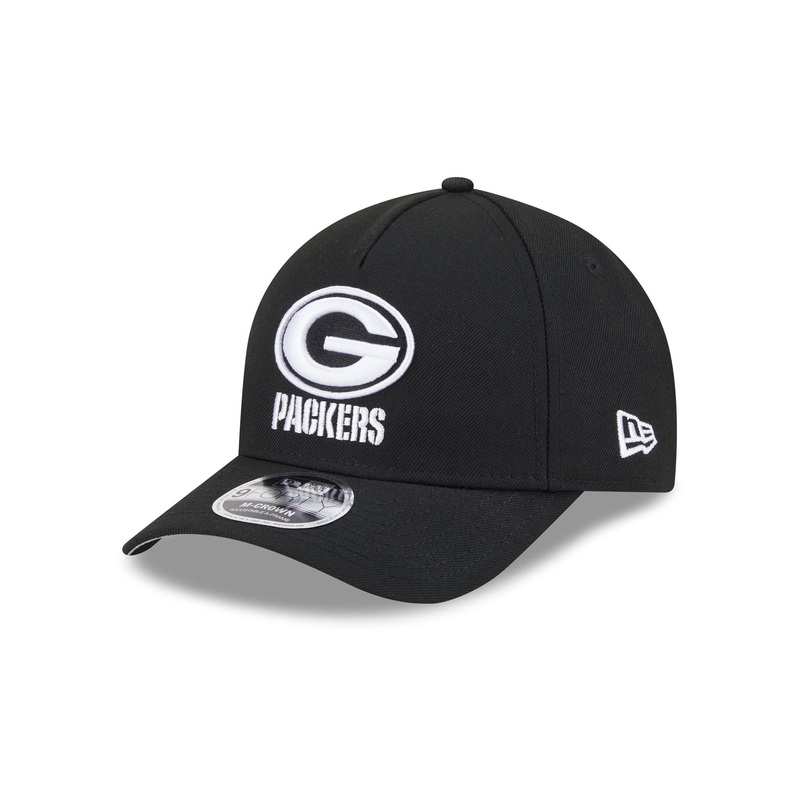 Green Bay Packers Black & White 9FORTY M-Crown A-Frame Snapback Hat One Size