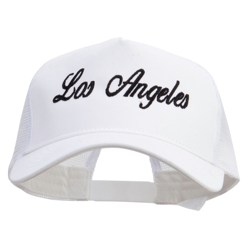 Los Angeles Embroidered New Big Size Trucker Mesh Cap White XL-3XL
