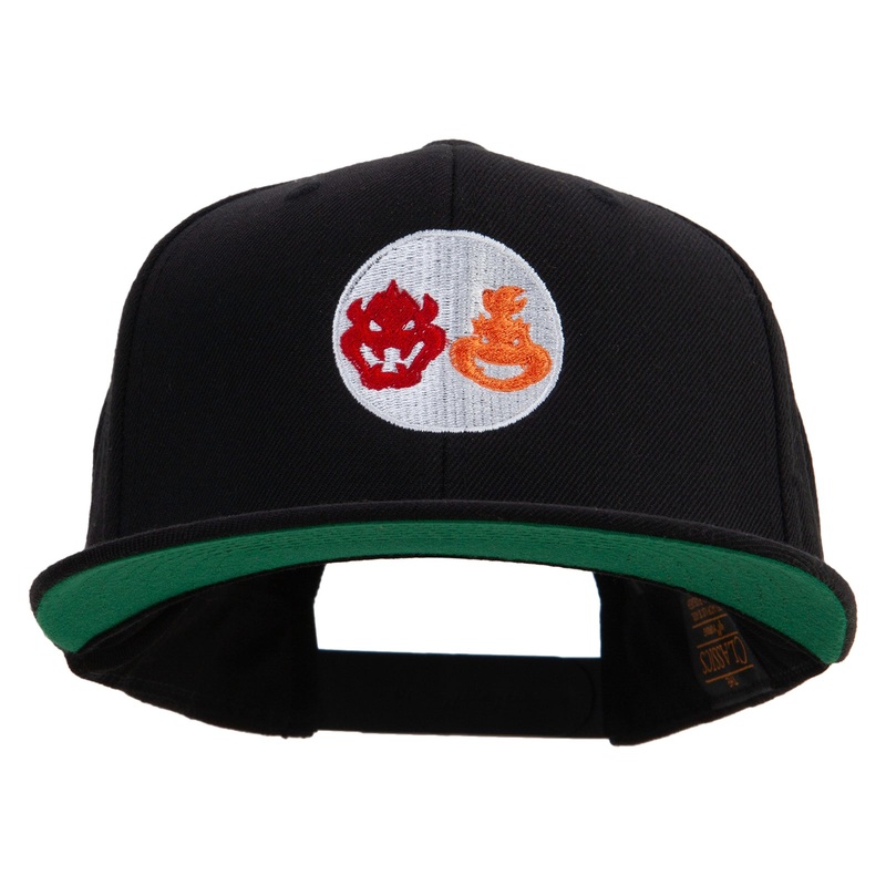Mario The Bowsers Embroidered Wool Blend Prostyle Snapback Cap Black One Size