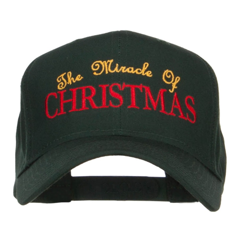 Miracle of Christmas Embroidered Cap Dk Green One Size