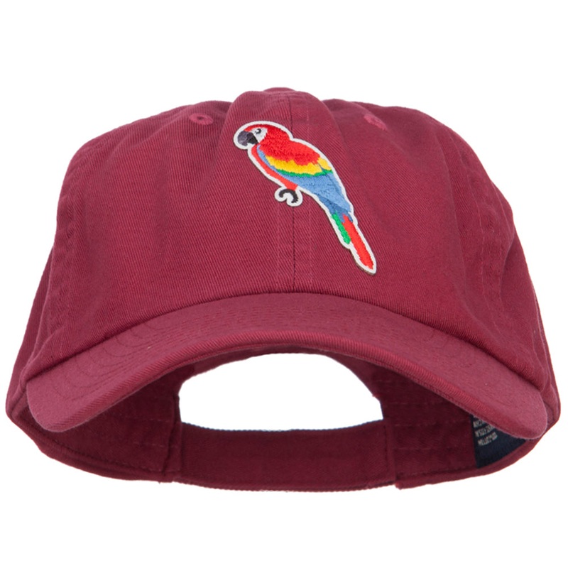 Parrot Bird Patched Low Profile Cotton Cap Wine One Size