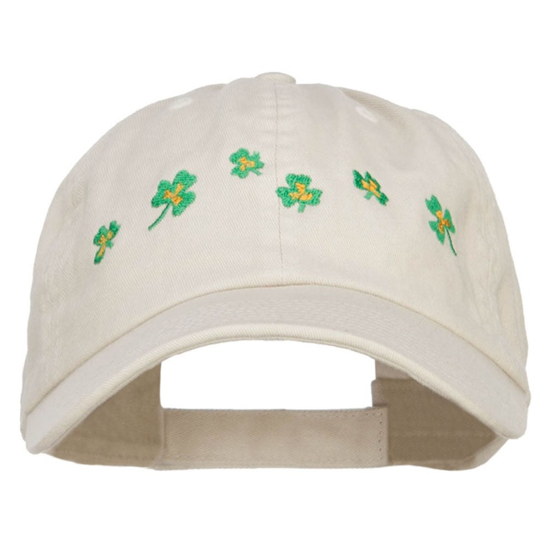 Six Shamrocks Embroidered Low Cap Putty One Size