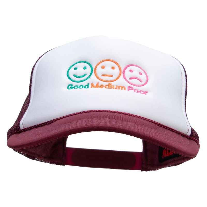 Three Emotion Logo Embroidered Foam Panel Mesh Snapback Maroon White One Size