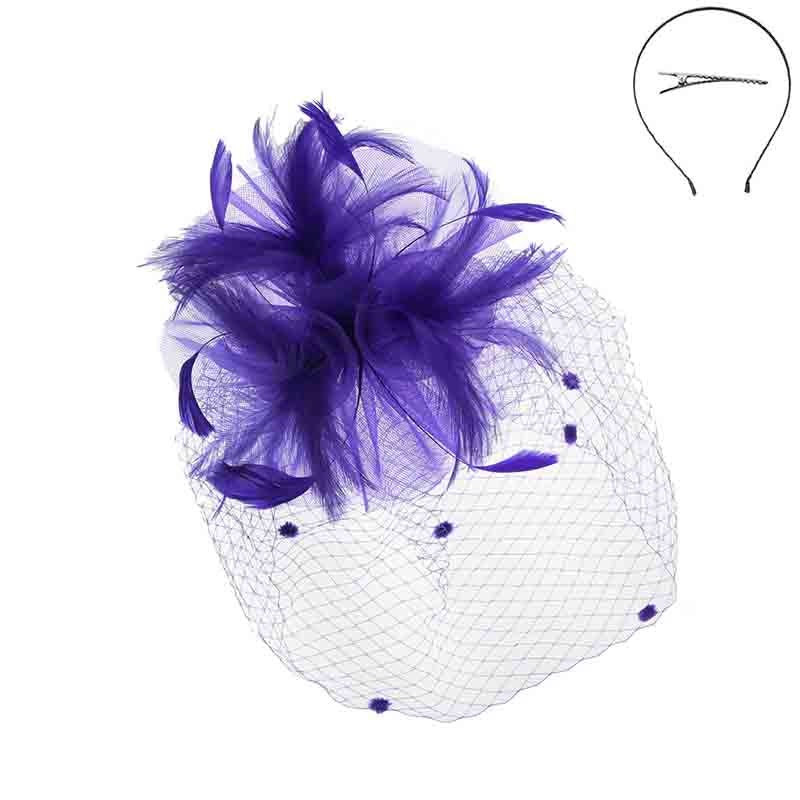 Triple Lillies Feather Burst Center Fascinator – Something Special Purple