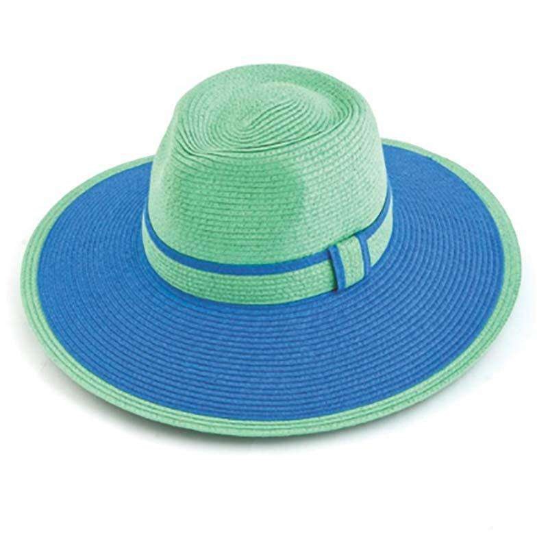 Two Tone Safari Style Straw Sun Hat Green