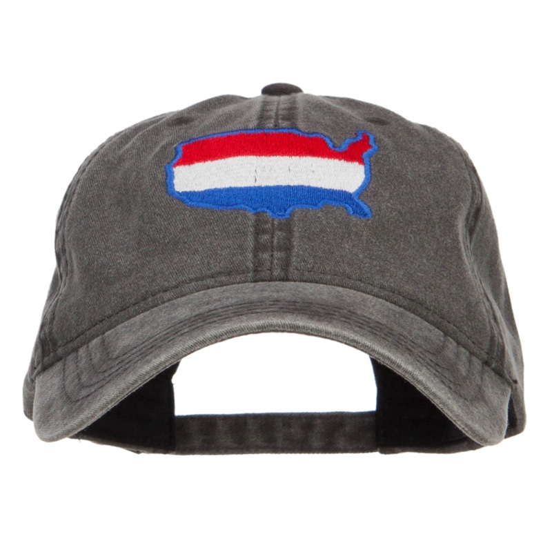 United States Map Embroidered Washed Cap Black One Size