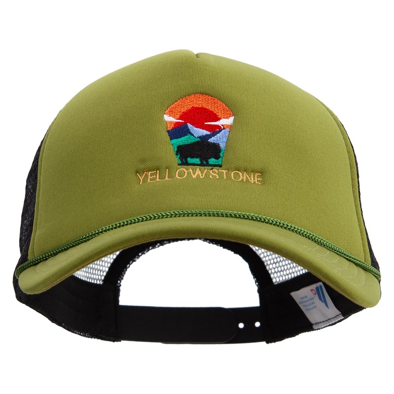Wyoming YellowStone National Park Embroidered Summer Foam Mesh Trucker Cap Cactus Black One Size
