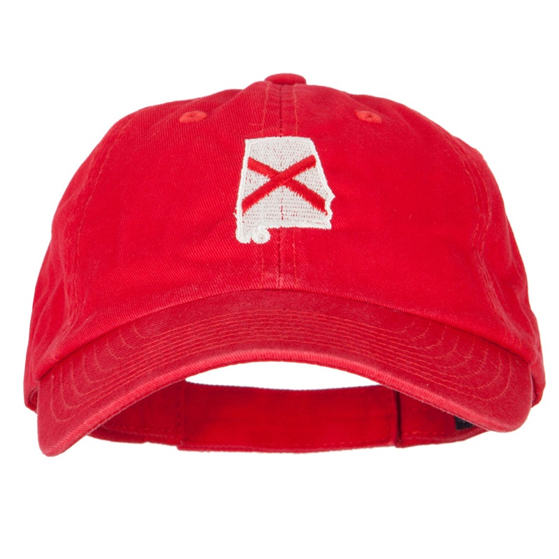 Alabama State Flag Map Embroidered Low Profile Cotton Cap Red One Size