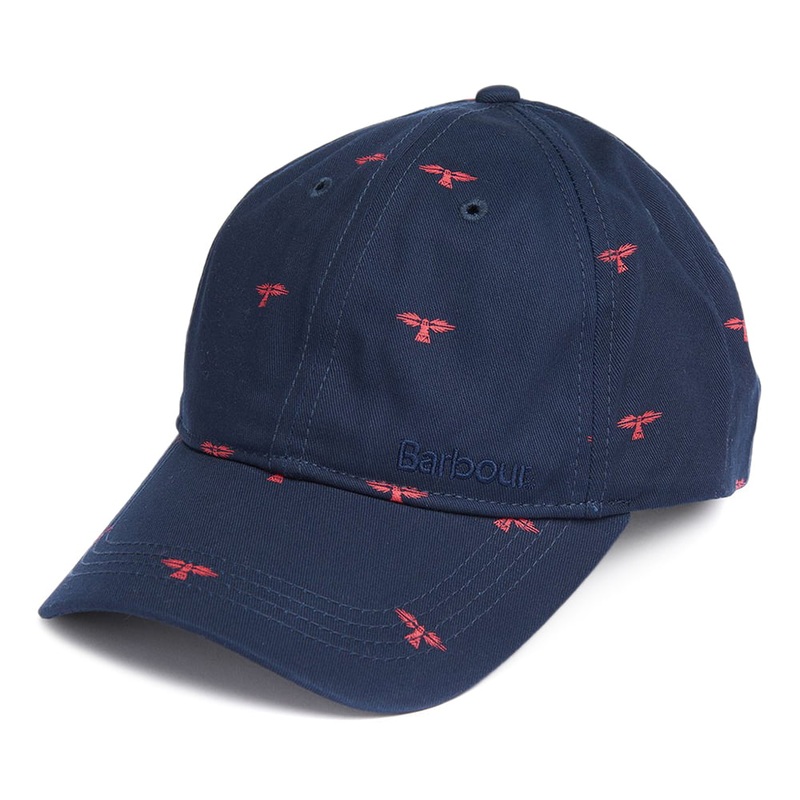 Barbour Hats Burnham Cotton Baseball Cap – Navy-Red Adjustable