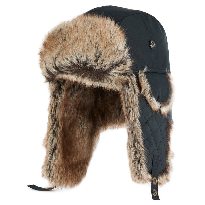 Barbour Hats Cleadon Water Resistant Trapper Hat – Black S