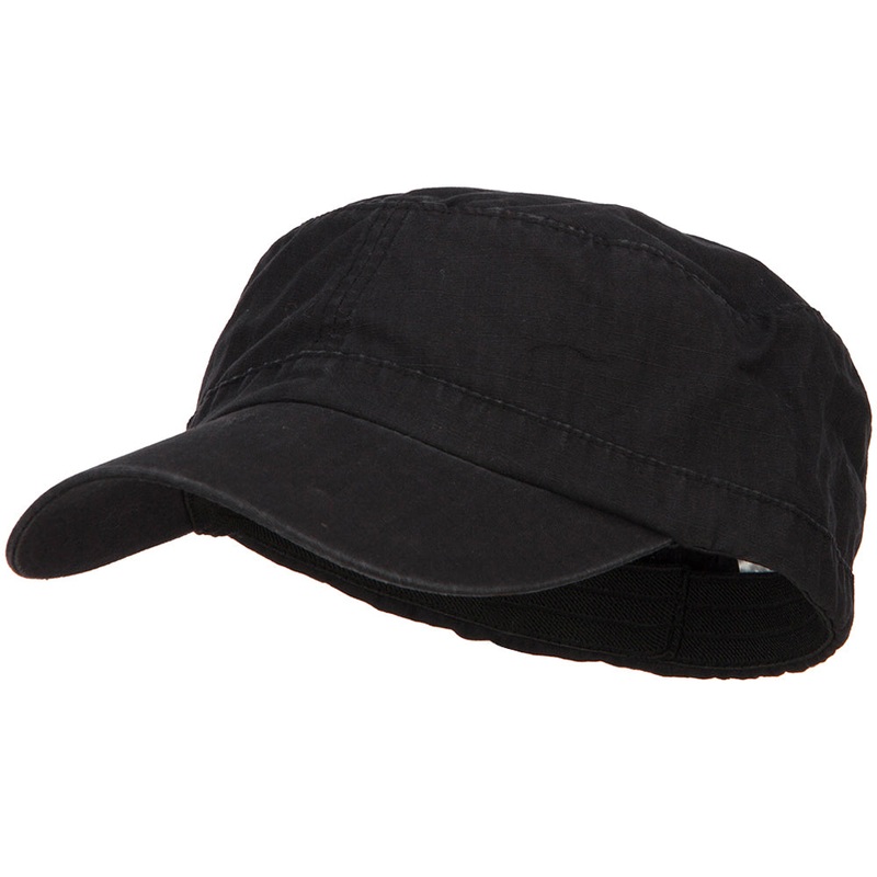Big Size Fitted Ripstop Cotton Military Army Cap Black XL-2XL