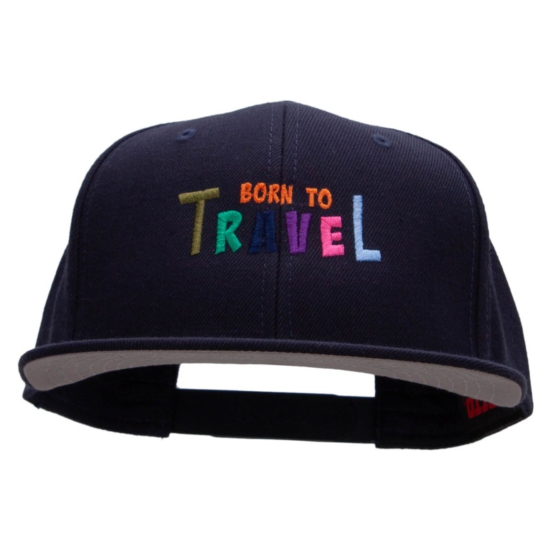 Born to Travel Embroidered Wool Blend Pro Style 2 Tone Snapback Navy One Size