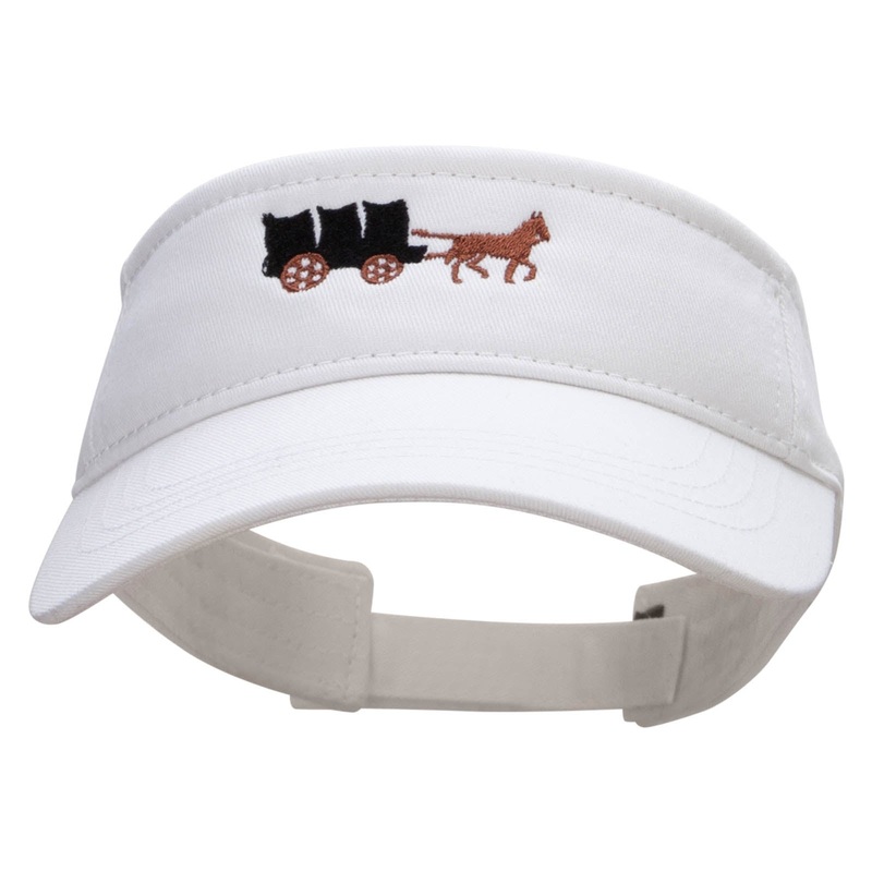 Horse Carriage Embroidered Brushed Sports Visor White One Size