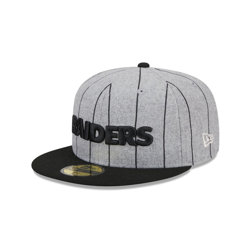 Las Vegas Raiders Heather Pinstripe 59FIFTY Fitted Hat 7
