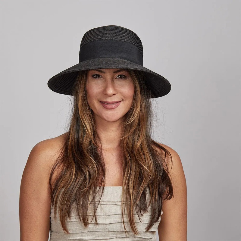 Lucie | Womens Straw Sun Hat Black MD