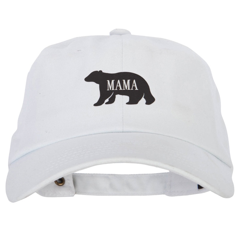 Mama Bear Design Heat Transfer Unstructured Cotton Twill Washed Cap White One Size