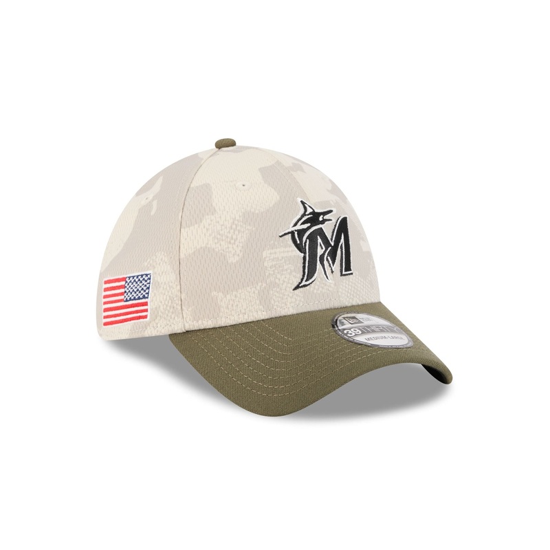 Miami Marlins Armed Forces Day 2025 39THIRTY Stretch Fit Hat S/M