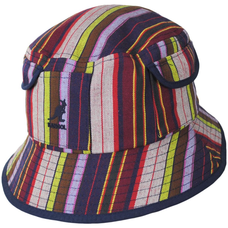 Multi Color Stripe Polyester Blend Bucket Hat PREPPY MULTI S/M