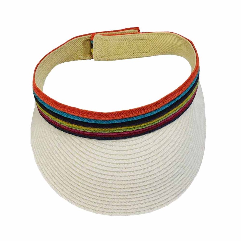 Sun Visor with Rainbow Color Band – Boardwalk Hats White