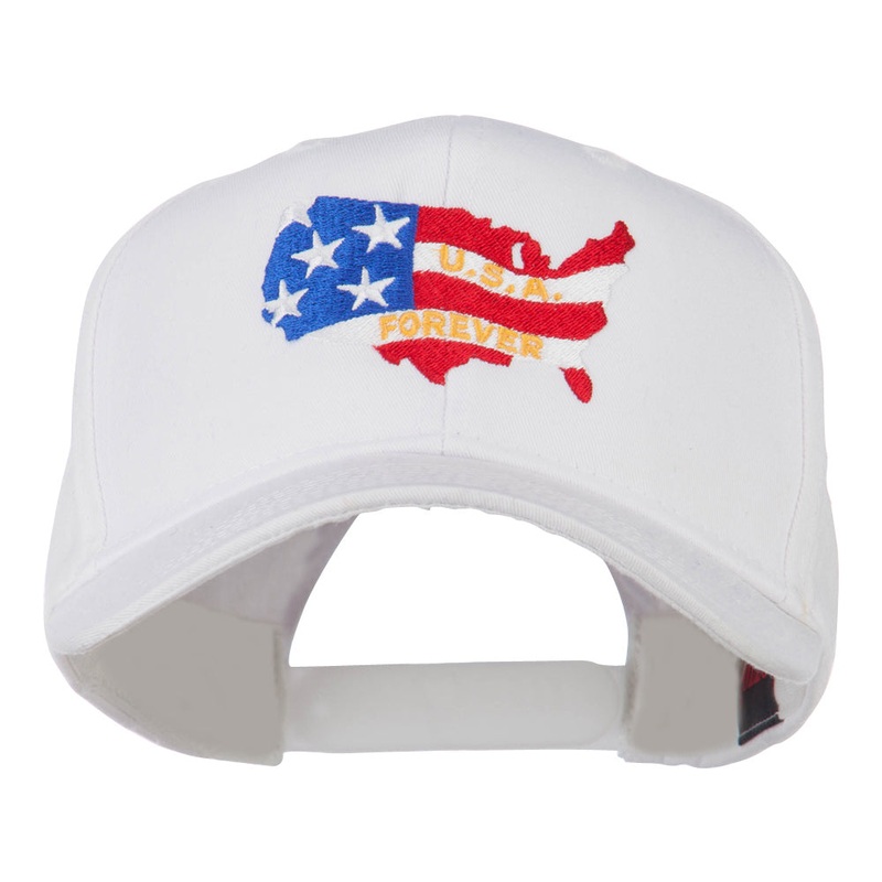 United States with USA Forever Embroidered Cap White One Size