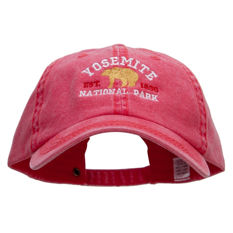 Yosemite National Park Embroidered Big Size Washed Pigment Dyed Cap Red XL-3XL