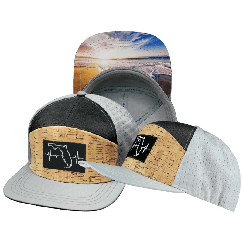 **YOUTH** Florida Hat – Flat Bill – Cork – Gray / Charcoal – Jersey Mesh