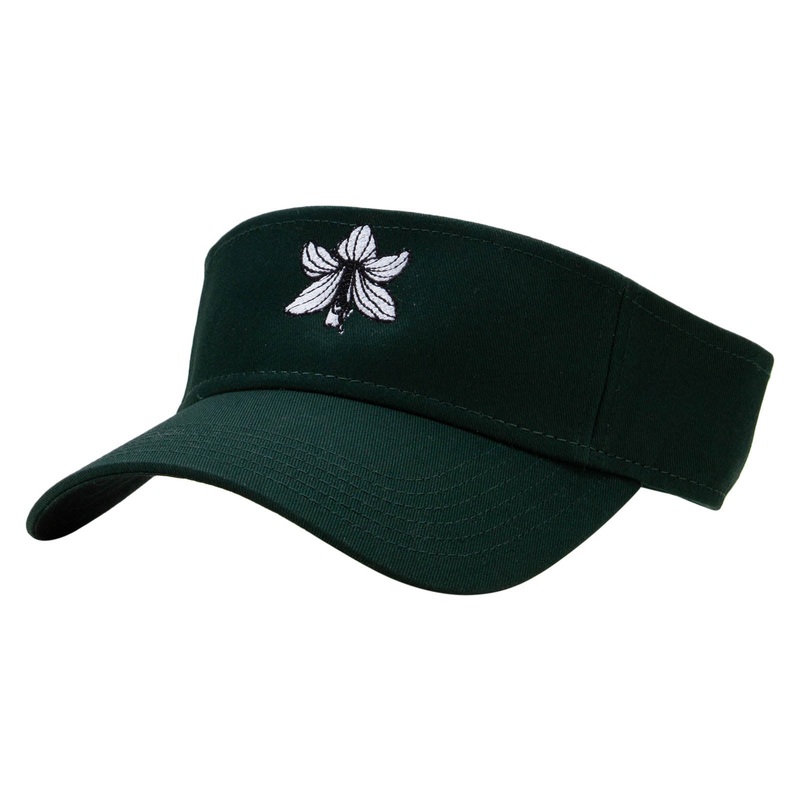Amaryllis Embroidered Cotton Twill Sun Visor Dk Green One Size