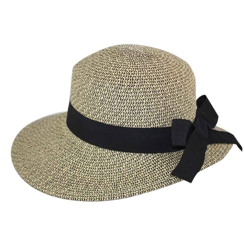 Asymmetrical Brim Summer Hat – Jeanne Simmons Hats Black tweed Medium (57 cm)