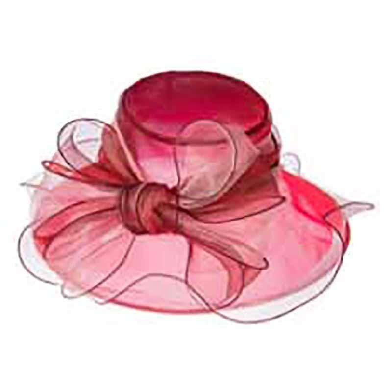 Bow Knot Organza Hat Burgundy/Pink