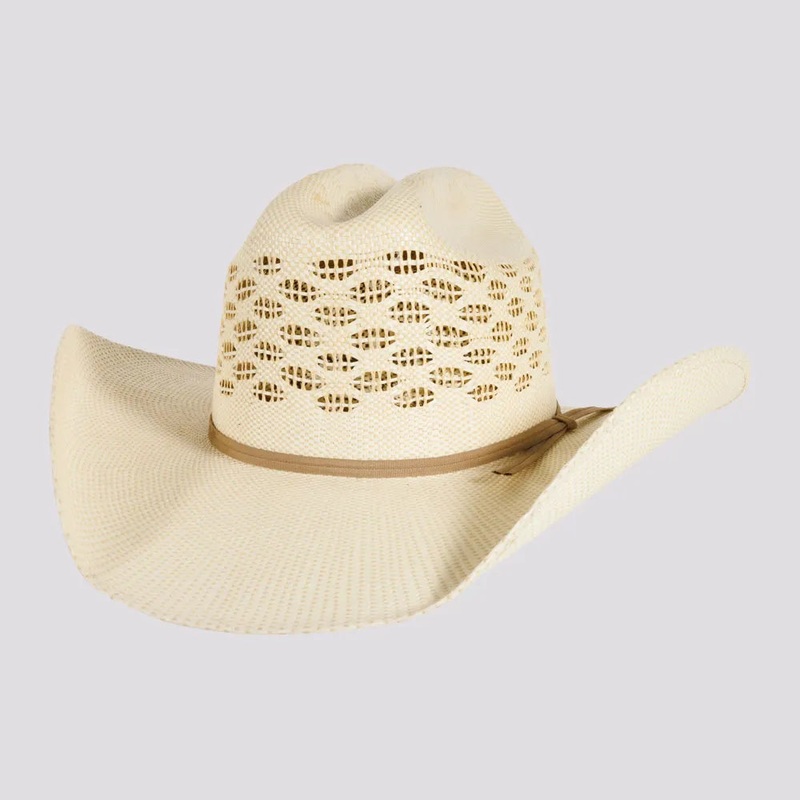 Cal | Womens Vented Crown Woven Bangora Straw Cowgirl Hat Natural MD