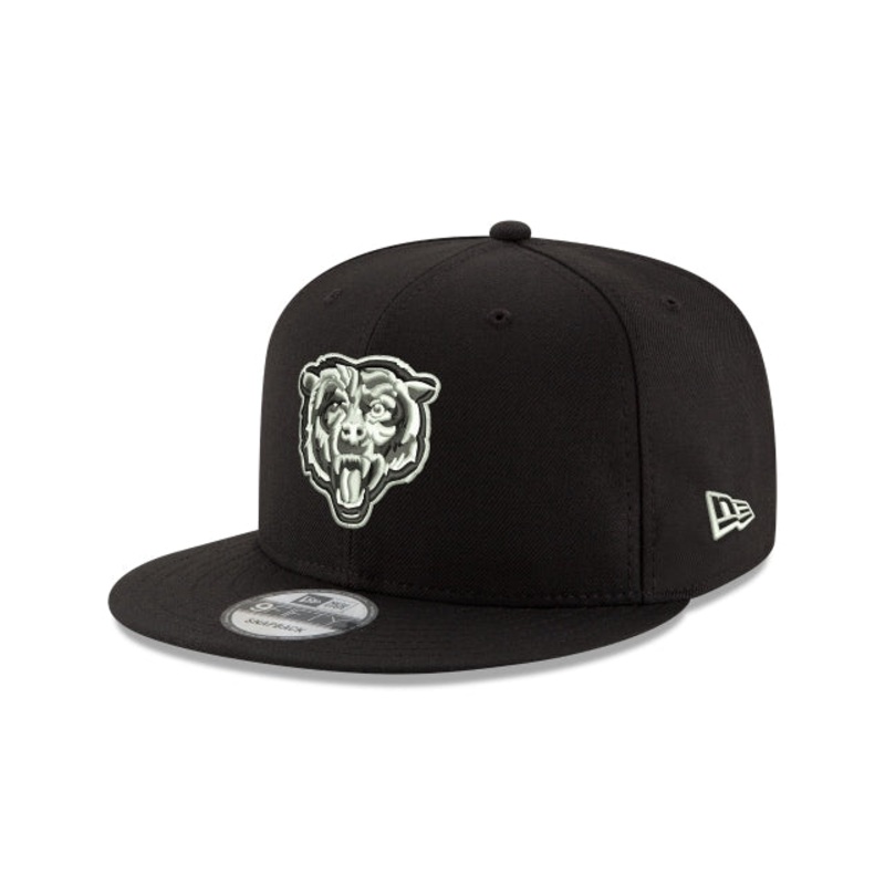 Chicago Bears Black and White 9FIFTY Snapback Hat One Size