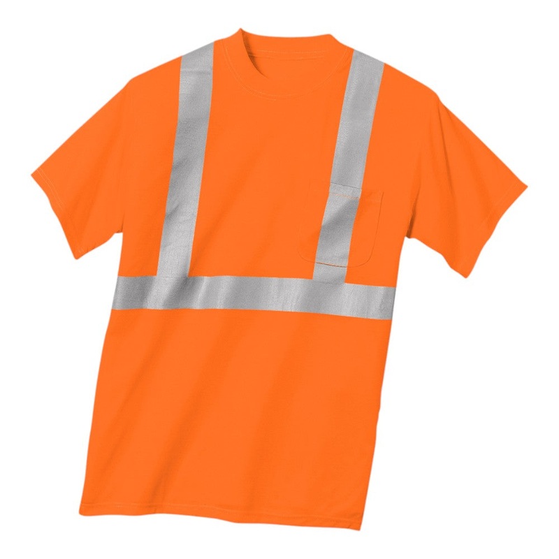 CornerStone ANSI 107 Class 2 High Visibility Safety T-Shirt CS401 Safety Orange/Reflective XS
