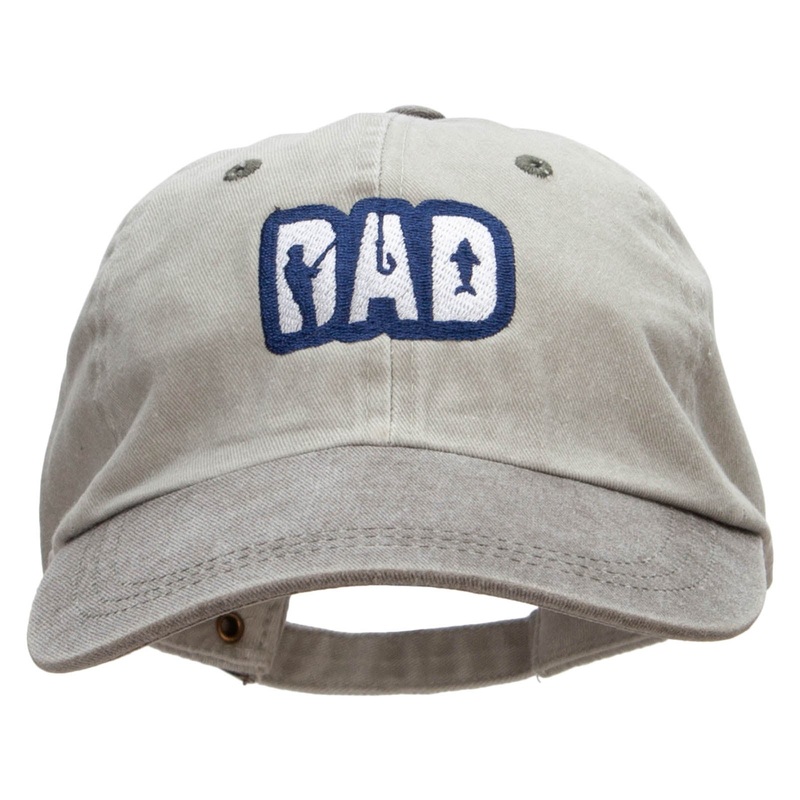 Dad Fishing Embroidered Pigment Dyed Wash Caps Beige Brown One Size
