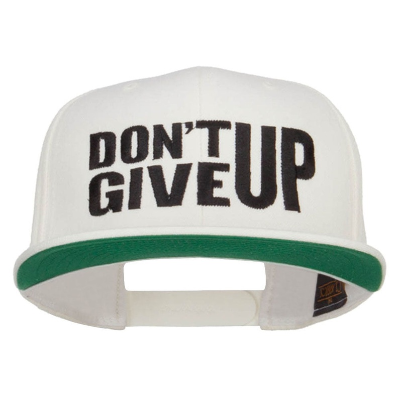 Don’t Give Up Embroidered Snapback Cap Natural One Size