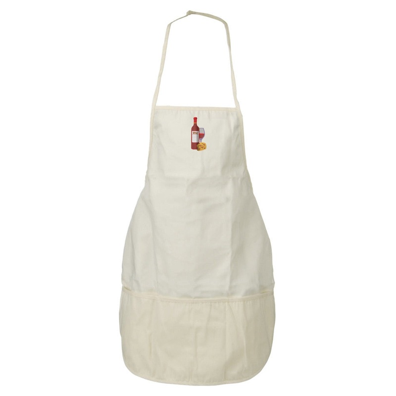 Italian Wine and Cheese Embroidered Solid Chef’s Apron Natural One Size