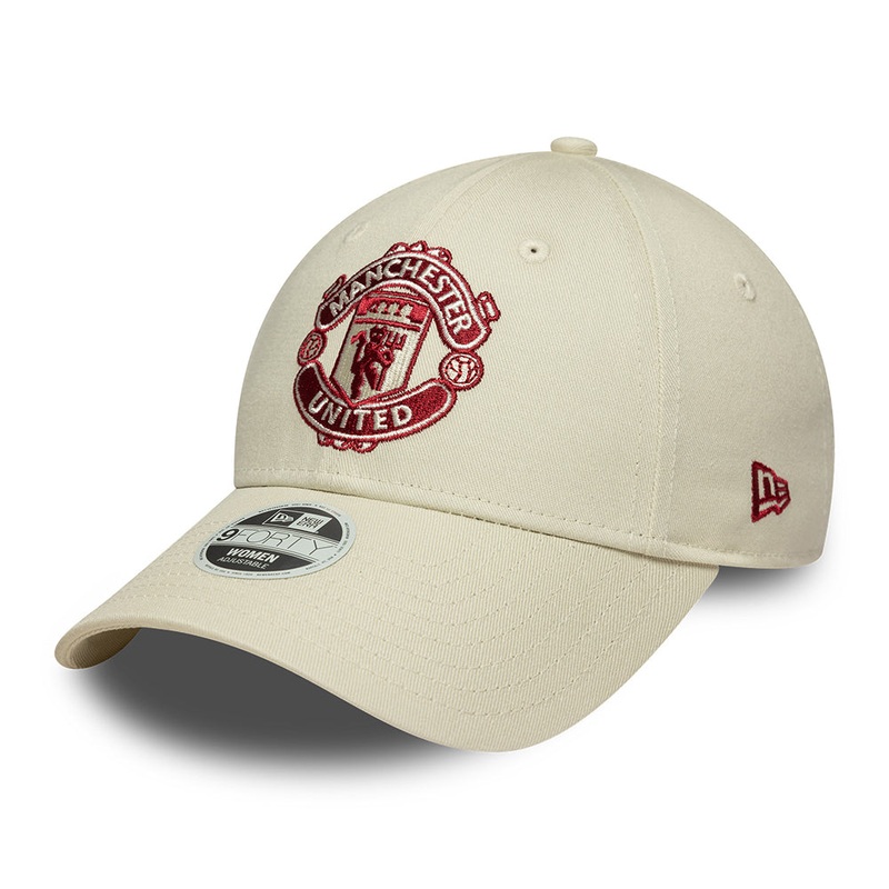 New Era Womens 9FORTY Manchester United FC Baseball Cap – Seasonal – Ivory-Red Adjustable