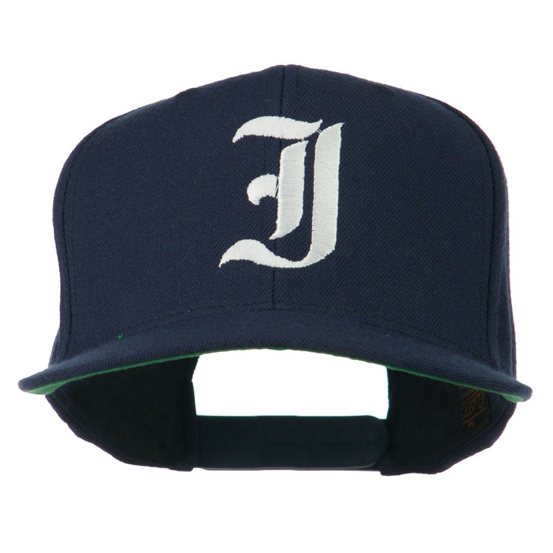 Old English I Embroidered Flat Bill Cap Navy One Size