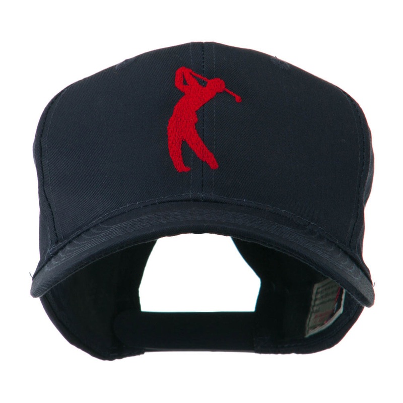 Silhouette of Golfer Swing Embroidered Cap Navy One Size