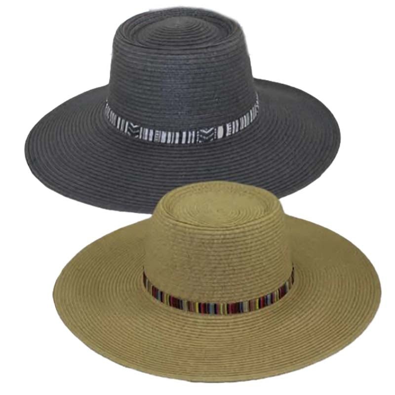 Tribal Band Straw Gaucho Hat – Sun Hat – JSA Black Small (56 cm)