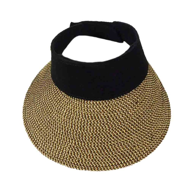 Tweed Straw Sun Visor with Canvas Band – Milani Hats Black Tweed OS