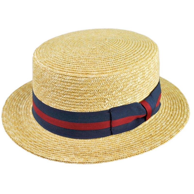 Wholesale Striped Band Wheat Straw Skimmer Hat B2B Pre-Pack NATURAL 1S-3M-4L-3XL-1XXL