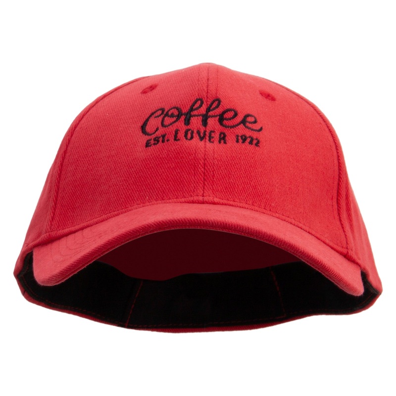 1922 Coffee Lover Embroidered Stretch Heavy Weight Brushed Cotton Fitted Cap Red S-M