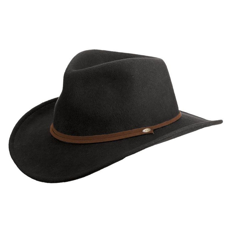 Crushable Water Repellent Wool Felt Cowboy Hat with Earlaps – Scala Hats Khaki Medium (57 cm)