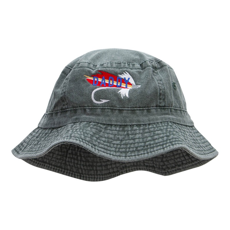 Daddy Tackle Embroidered Bucket Hat Dark Green One Size