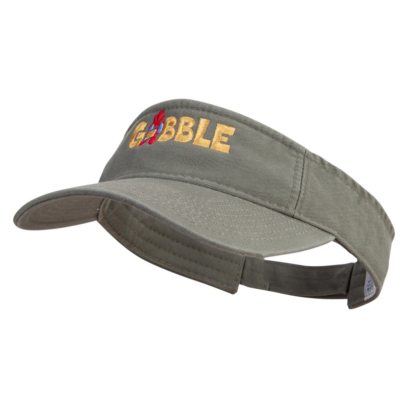 Gobble Chicken Embroidered Pro Style Cotton Twill Washed Visor Olive One Size