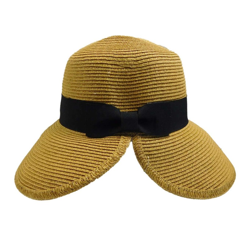 Large Brim Cloche with V-Back Black