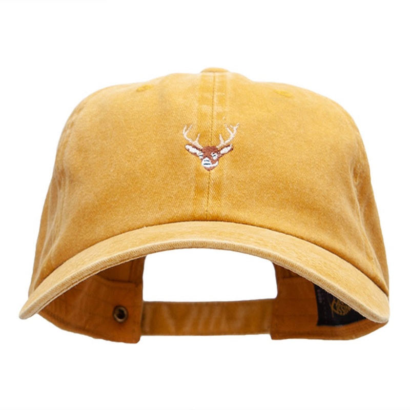 Mini Buck Embroidered Unstructured Cotton Cap Gold One Size