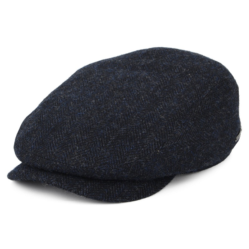 Stetson Hats Herringbone Wool Flat Cap – Navy Blue S