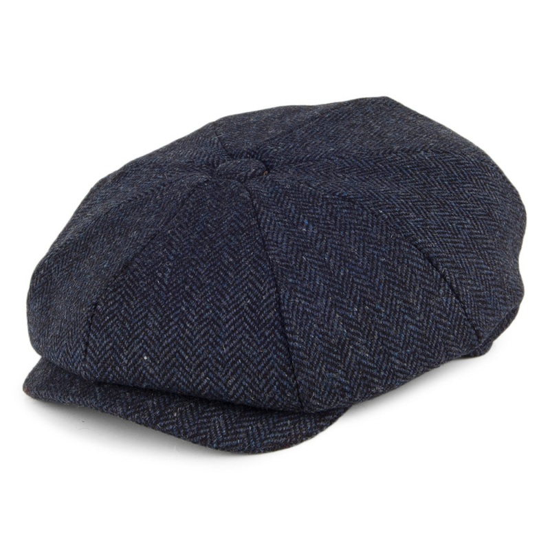 Christys Hats Country Tweed Herringbone Newsboy Cap – Navy Blue S
